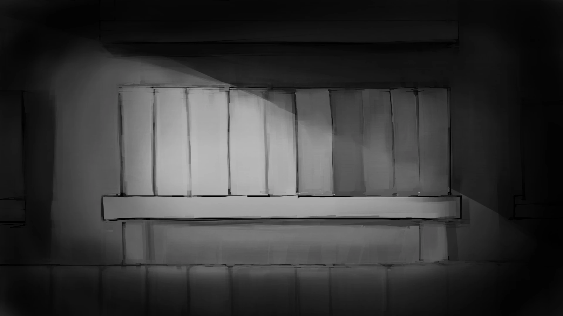 sketch of a science fiction bookshelf